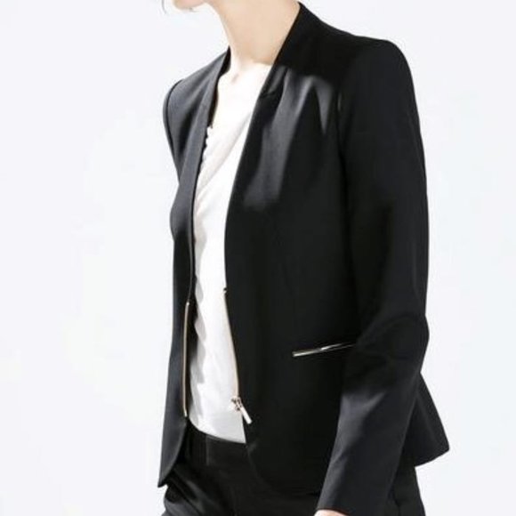 ❤️NWT ZARA BLACK ZIPPER WITH METALLIC TRIM JACKET - Picture 1 of 6